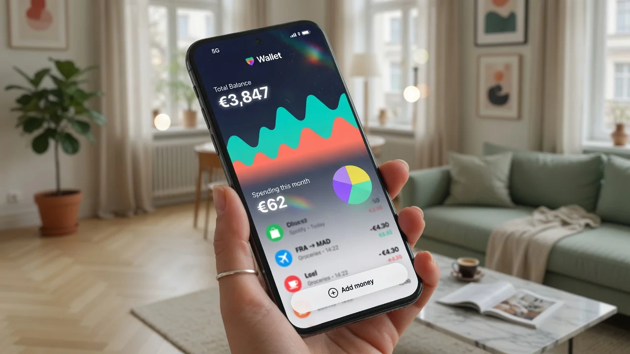 Digitales Wallet auf dem Smartphone-Bildschirm