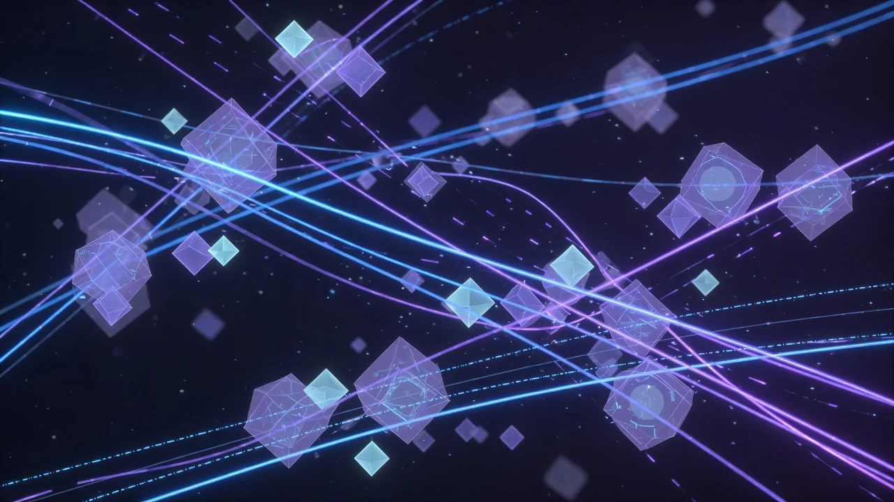 Abstrakte Darstellung eines Blockchain-Netzwerks mit Knotenpunkten