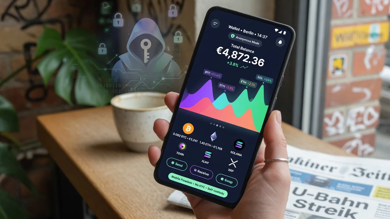 Digitale Krypto-Wallet auf Smartphone-Display